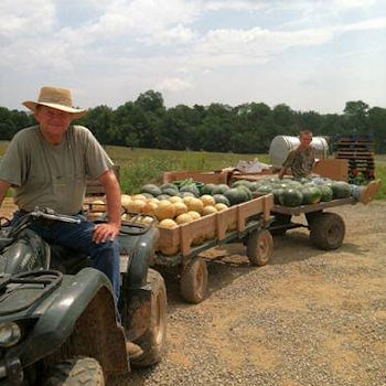 Rick brings fresh picked produce in from the fields